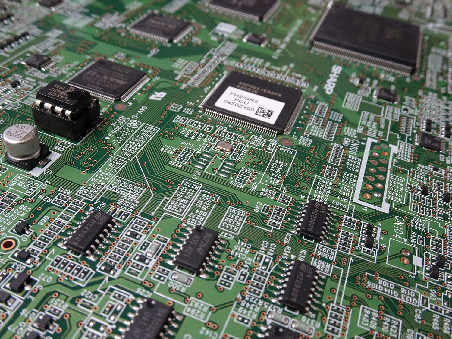 Macro view of a printed circuit board